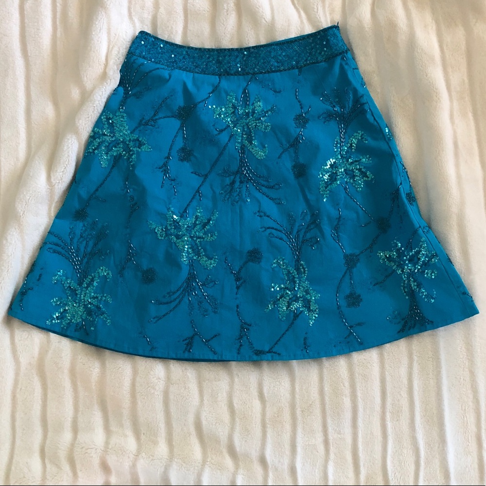 Basil & Maude Beaded Turquoise Skirt Sz 6